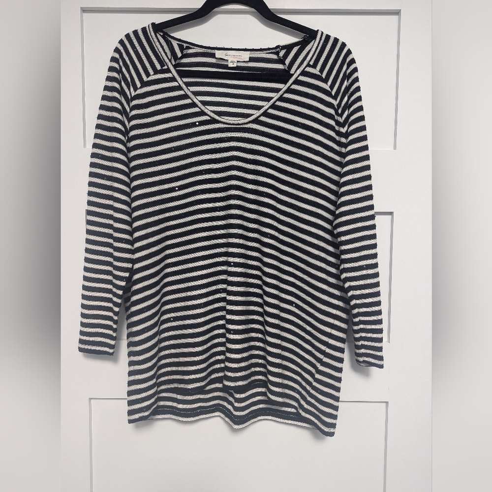 Two By Vince Camuto Sequined Top Black Combo Top